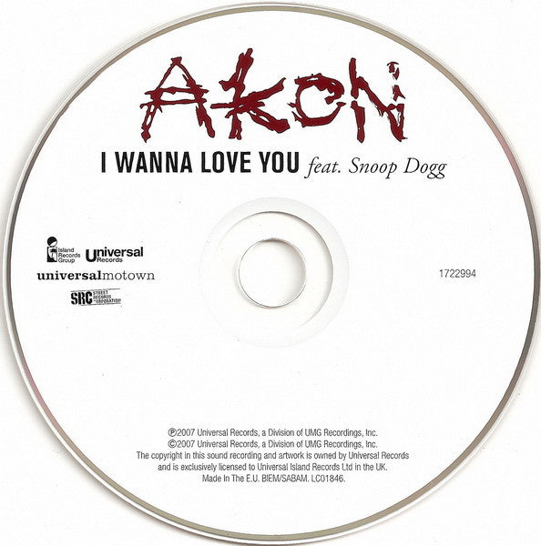 Akon Feat. Snoop Dogg : I Wanna Love You (CD, Single)