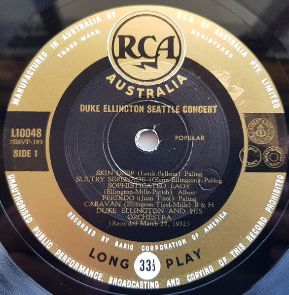 Duke Ellington And His Orchestra : Seattle Concert (LP, Album, Gat)
