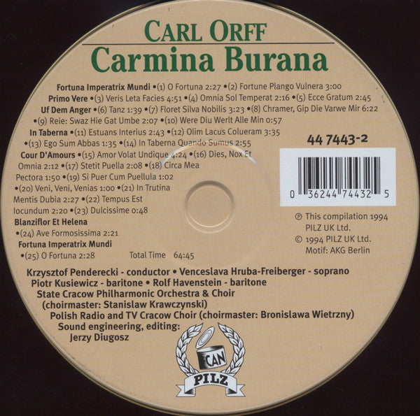 Carl Orff, Krzysztof Penderecki : Carmina Burana (CD, Album, Can)