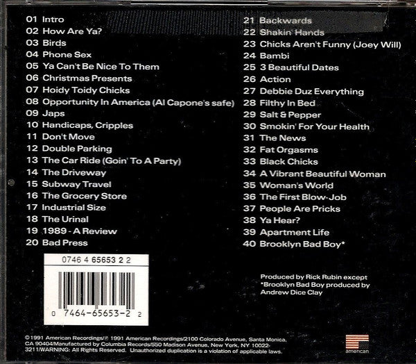 Andrew "Dice" Clay : Dice Rules - Live At Madison Square Garden (CD, Album)