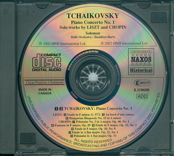 Solomon (6) / Tchaikovsky*, Liszt*, Chopin* : Solomon (Historical Recordings 1929-1934) (CD, Comp, RM)