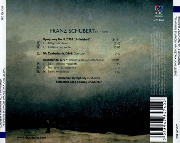 Franz Schubert, Tasmanian Symphony Orchestra, Sebastian Lang-Lessing : Symphony No. 8 'Unfinished'; Incidental Music To Rosamunde - Selections (CD, Album)