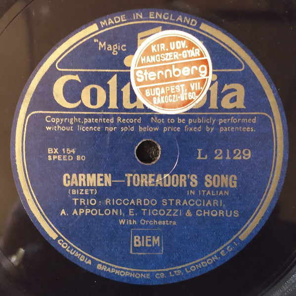 Riccardo Stracciari : Barbiere Di Siviglia / Carmen (Shellac, 12")