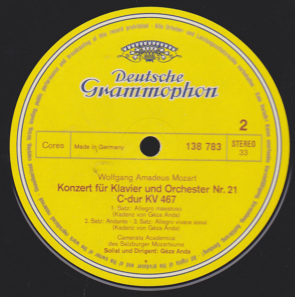 Mozart*, Camerata Academica Des Salzburger Mozarteums*, Géza Anda : Klavierkonzerte = Piano Concertos - G-dur = In G Major / KV 453 · C-dur = In C Major / KV 467 (LP, Album, RE)