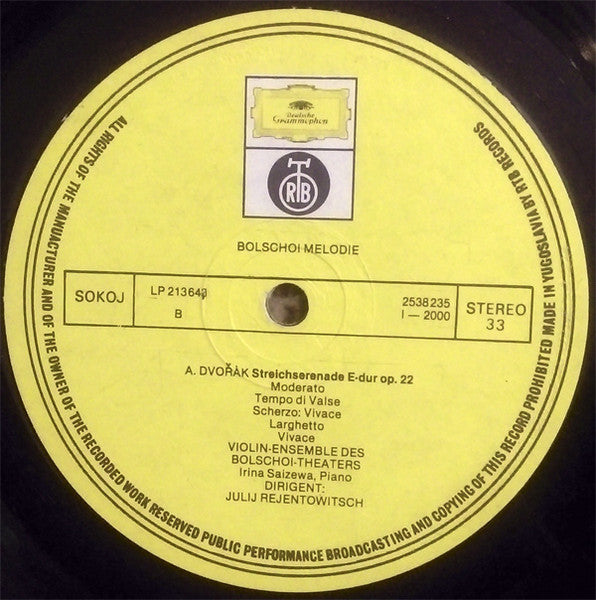 Ансамбль Скрипачей Большого Театра СССР : Bolschoi Melodie (LP, Album)