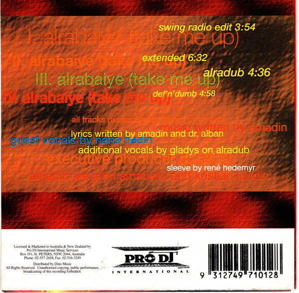 Amadin Featuring Swing : Alrabaiye (Take Me Up) (CD, Single, Car)