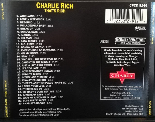 Charlie Rich : That's Rich (CD, Comp, RM)