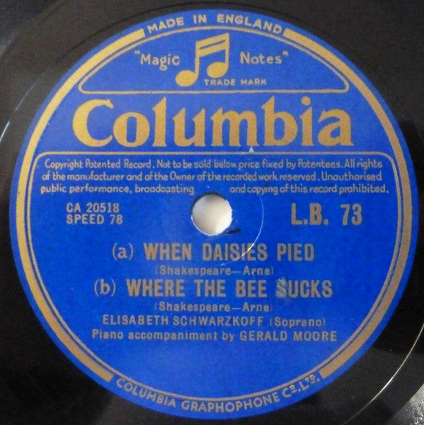 Elisabeth Schwarzkopf, Gerald Moore : Warnung (Shellac, 10")