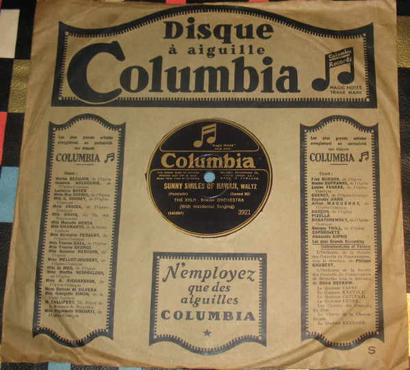 The Xylo-Rimba Orchestra : Sunny Smiles Of Hawaii / Sweet Hawaiian Dreams (Shellac, 10", 80 RPM)