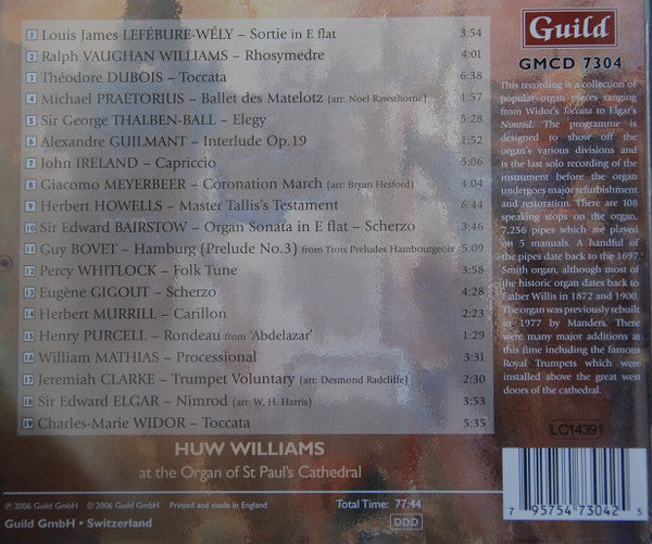 Huw Williams (6) : Organ Spectacular From St Paul's Cathedral (CD)