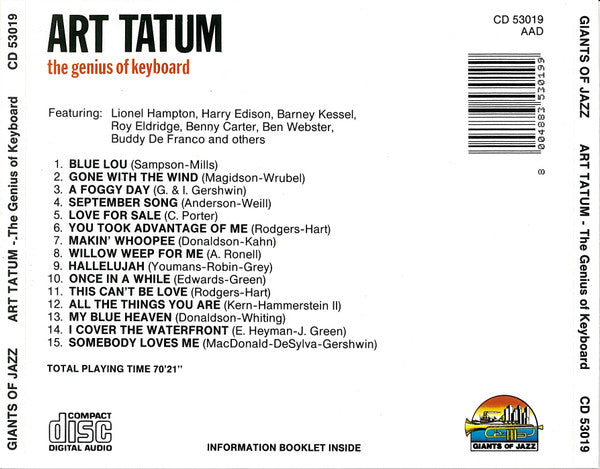 Art Tatum : The Genius Of Keyboard (CD, Comp)