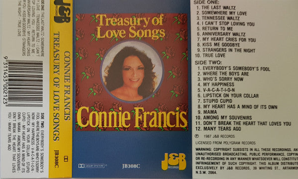 Connie Francis : Treasury Of Love Songs (Cass, Comp)