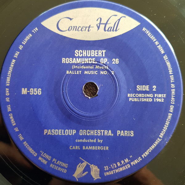 Schubert*, Pasdeloup Orchestra, Paris*, Carl Bamberger : Rosamunde, Op. 26 (7")