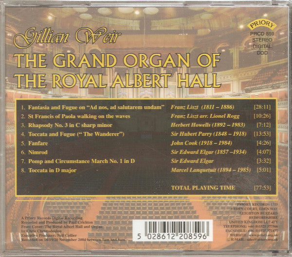 Gillian Weir : The Grand Organ Of The Royal Albert Hall (CD, Album)