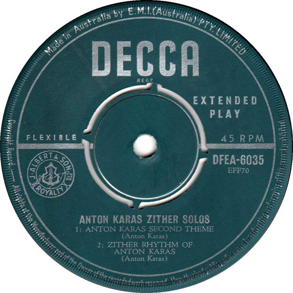 Anton Karas : Zither Solos (7", EP)