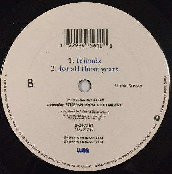 Tanita Tikaram : Twist In My Sobriety (Full Length Version) (12", Single)