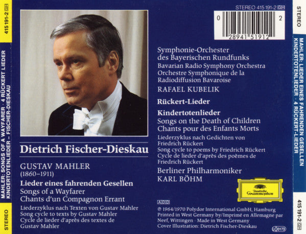 Gustav Mahler, Dietrich Fischer-Dieskau : Lieder Eines Fahrenden Gesellen - Kindertotenlieder - 4 Rückert-Lieder (CD, Comp)