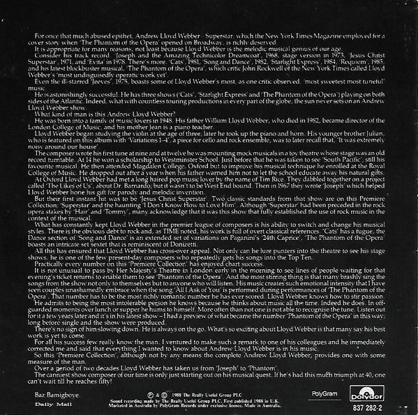 Andrew Lloyd Webber : The Premiere Collection - The Best Of Andrew Lloyd Webber (CD, Comp)