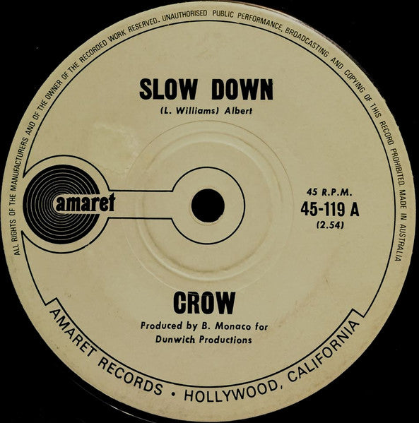 Crow (4) : Slow Down / Cottage Cheese (7", Single)