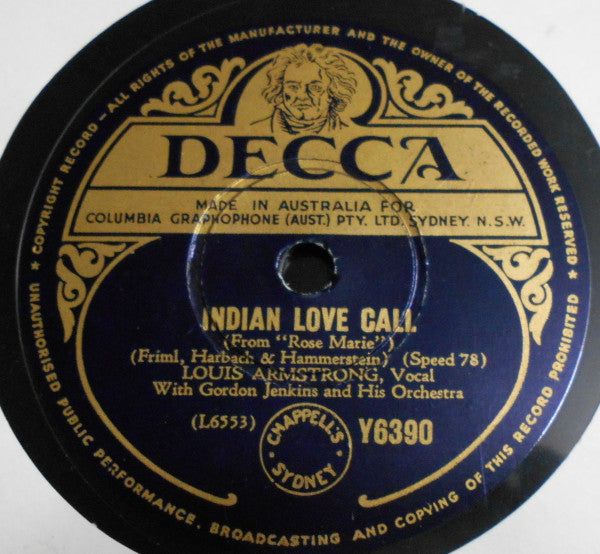 Louis Armstrong With Gordon Jenkins And His Orchestra : Jeannine (I Dream Of Lilac Time) / Indian Love Call (Shellac, 10")