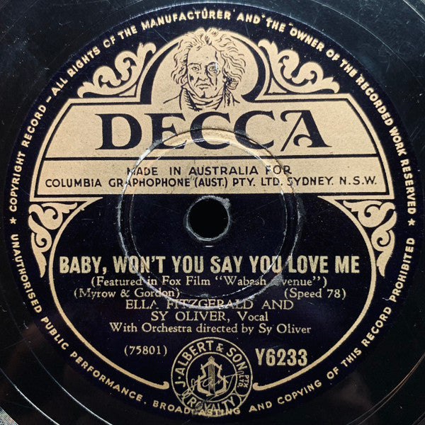 Louis Armstrong, Ella Fitzgerald And Sy Oliver : Blueberry Hill / Baby, Won't You Say You Love Me (Shellac, 10")