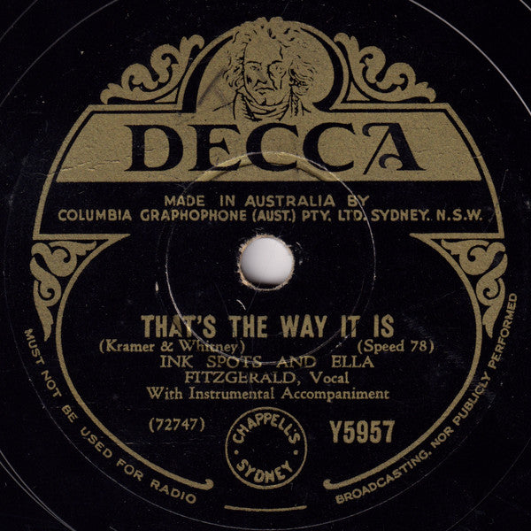 Ink Spots* And Ella Fitzgerald : I'm Beginning To See The Light / That's The Way It Is (Shellac, 10")
