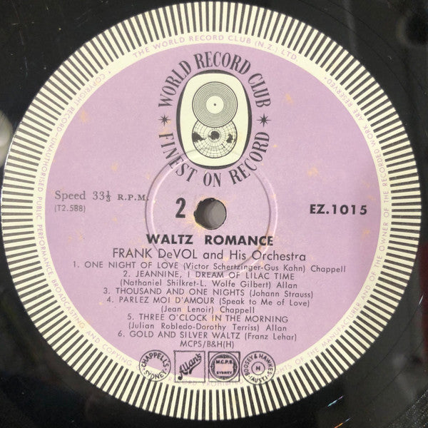 Frank De Vol And His Orchestra : Waltz Romance (LP, Album, Mono, Club)