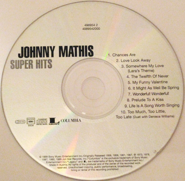 Johnny Mathis : Super Hits (CD, Comp)