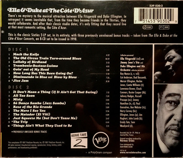 Ella Fitzgerald And Duke Ellington : Ella & Duke At The Côte D'Azur (2xCD, Album, RE)