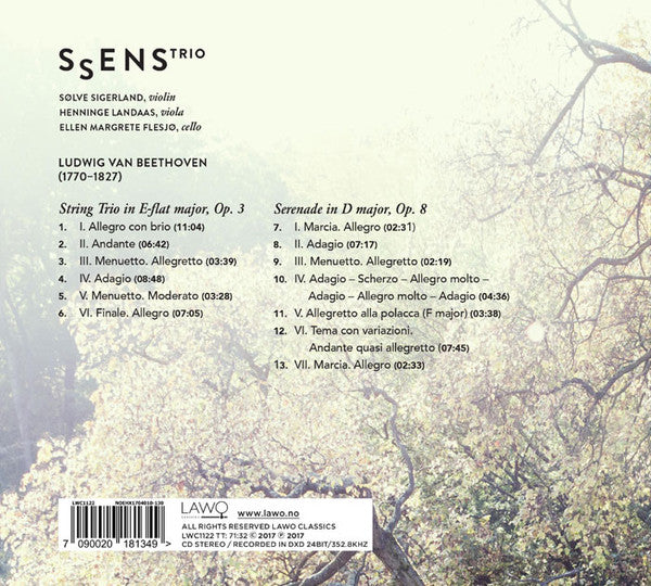Ssens Trio, Beethoven* : String Trio op. 3; Serenade, Op. 8 (CD, Album)