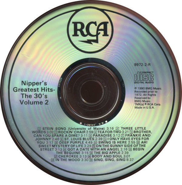 Various : Nipper's Greatest Hits - The 30's Volume 2 (CD, Comp, Mono, RM)