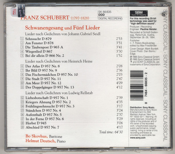 Boje Skovhus*, Helmut Deutsch : Schwanengesang - Schubert's Last Songs (CD, Album, SBM)