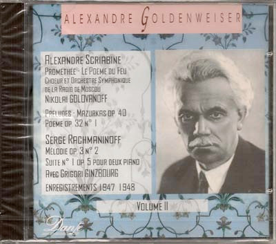 Alexander Goldenweiser – Alexander Scriabin / Sergei Vasilyevich Rachmaninoff : Alexandre Goldenweiser (Volume II): Scriabine (Prométhée, Préludes, Mazurkas, Poèmes), Rachmaninov (Melodie, Suite No 1 For 2 Pianos) (CD, Album, Comp)