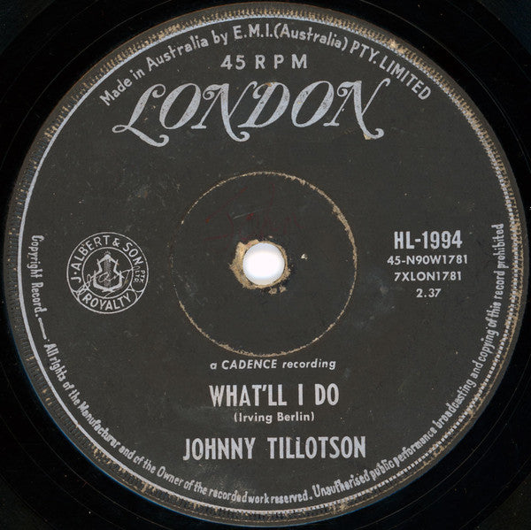 Johnny Tillotson : Send Me The Pillow You Dream On / What'll I Do (7", Single, Mono)