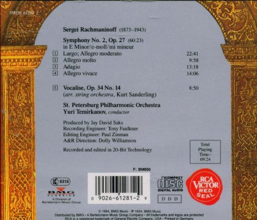 Sergei Rachmaninoff, Yuri Temirkanov, St. Petersburg Philharmonic Orchestra : Symphony No. 2, Vocalise (CD)