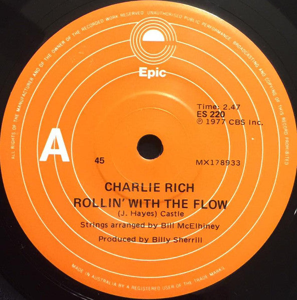 Charlie Rich : Rollin' With The Flow (7", Single)