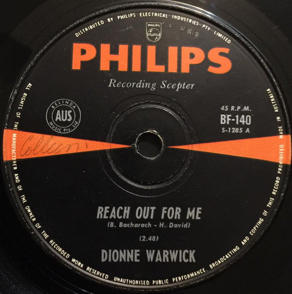Dionne Warwick : Reach Out For Me (7", Single)