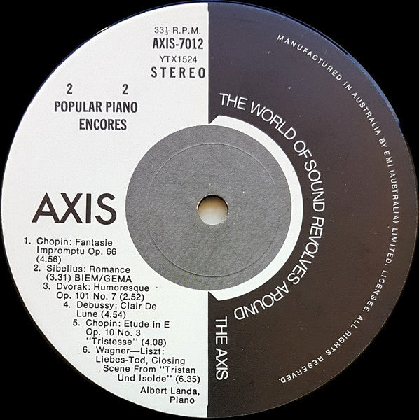 Albert Landa : 16 Popular Piano Encores (LP, Album)