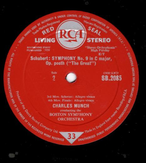Franz Schubert / Charles Munch / Boston Symphony Orchestra : Symphony No.9 In C Major "The Great" (LP, Album)
