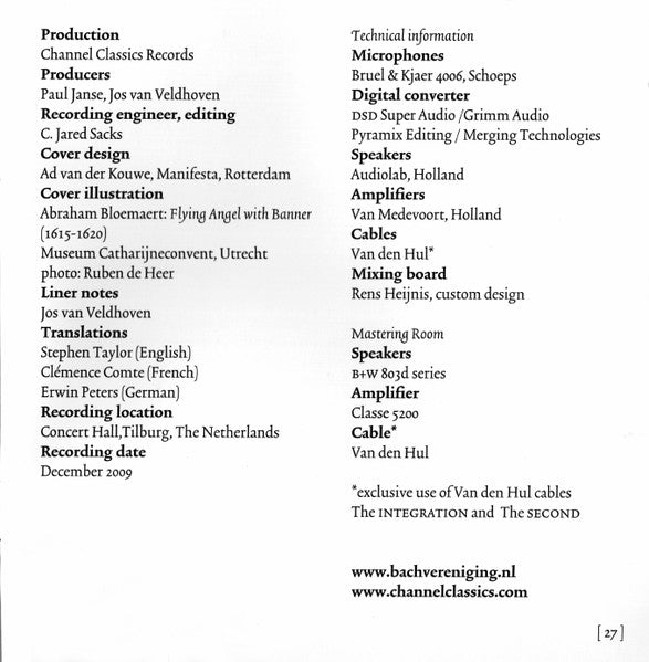 Johann Sebastian Bach : Magnificat The Netherlands Bach Society - Unser Mund sei voll Lachens (BWV 110 BWV 243) (SACD, Multichannel)