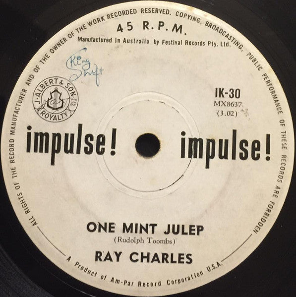 Ray Charles : One Mint Julep (7", Single)