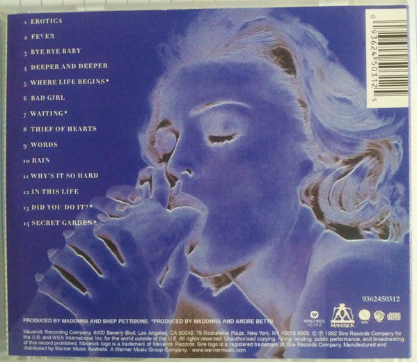 Madonna : Erotica (CD, Album, RE)
