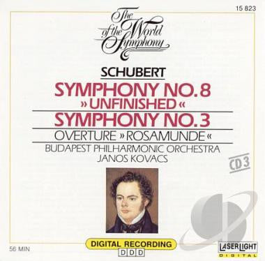 Budapest Philharmonic Orchestra*, Janos Kovacs*, Schubert* : Symphony No. 8 "Unfinished" / Symphony No. 3 / Overture "Rosamunde" (CD, Album, Comp)