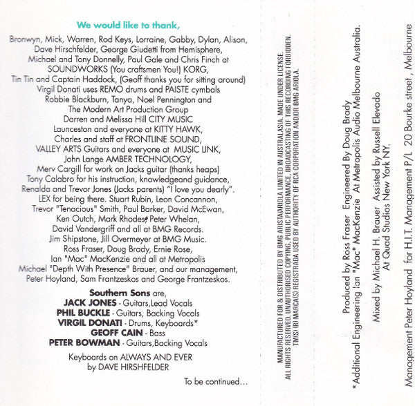 Southern Sons (2) : Southern Sons (Cass, Album)