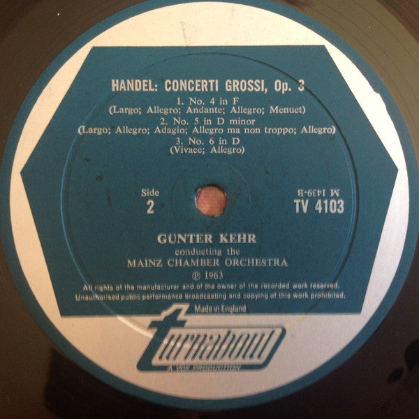 Georg Friedrich Händel, Mainzer Kammerorchester, Günter Kehr : Concerti Grossi Op. 3 (LP, Mono, RE)