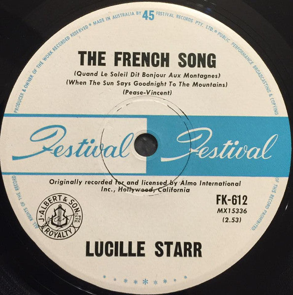 Lucille Starr : Sit Down And Write A Letter To Me (7", Single)