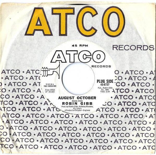 Robin Gibb : August October (7", Promo, Styrene, MO )
