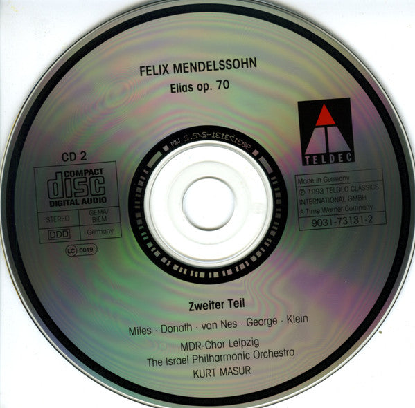Alastair Miles, Israel Philharmonic Orchestra, Kurt Masur, Felix Mendelssohn-Bartholdy : Elias Op. 70 (2xCD, Album)