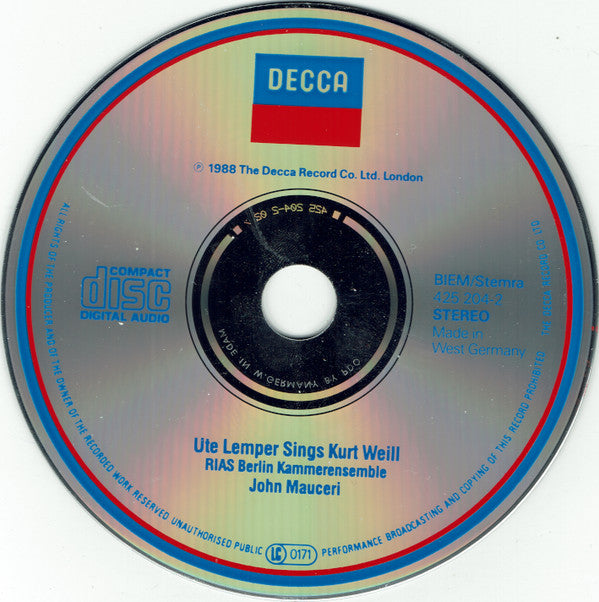 Ute Lemper Sings Kurt Weill : Ute Lemper Sings Kurt Weill (CD)