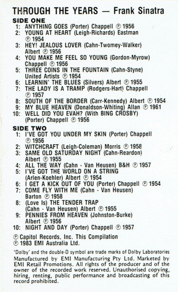 Frank Sinatra : Through The Years (Cass, Album, Comp)